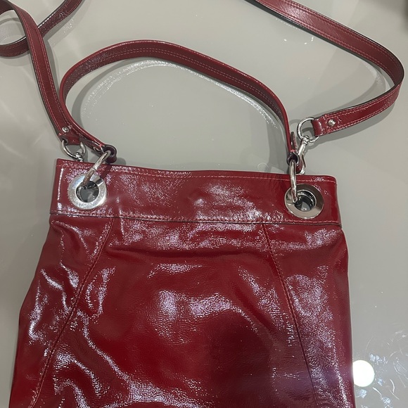 Coach Red Patent Leather Shoulder Bag with Silver Hardware - Picture 2 of 4